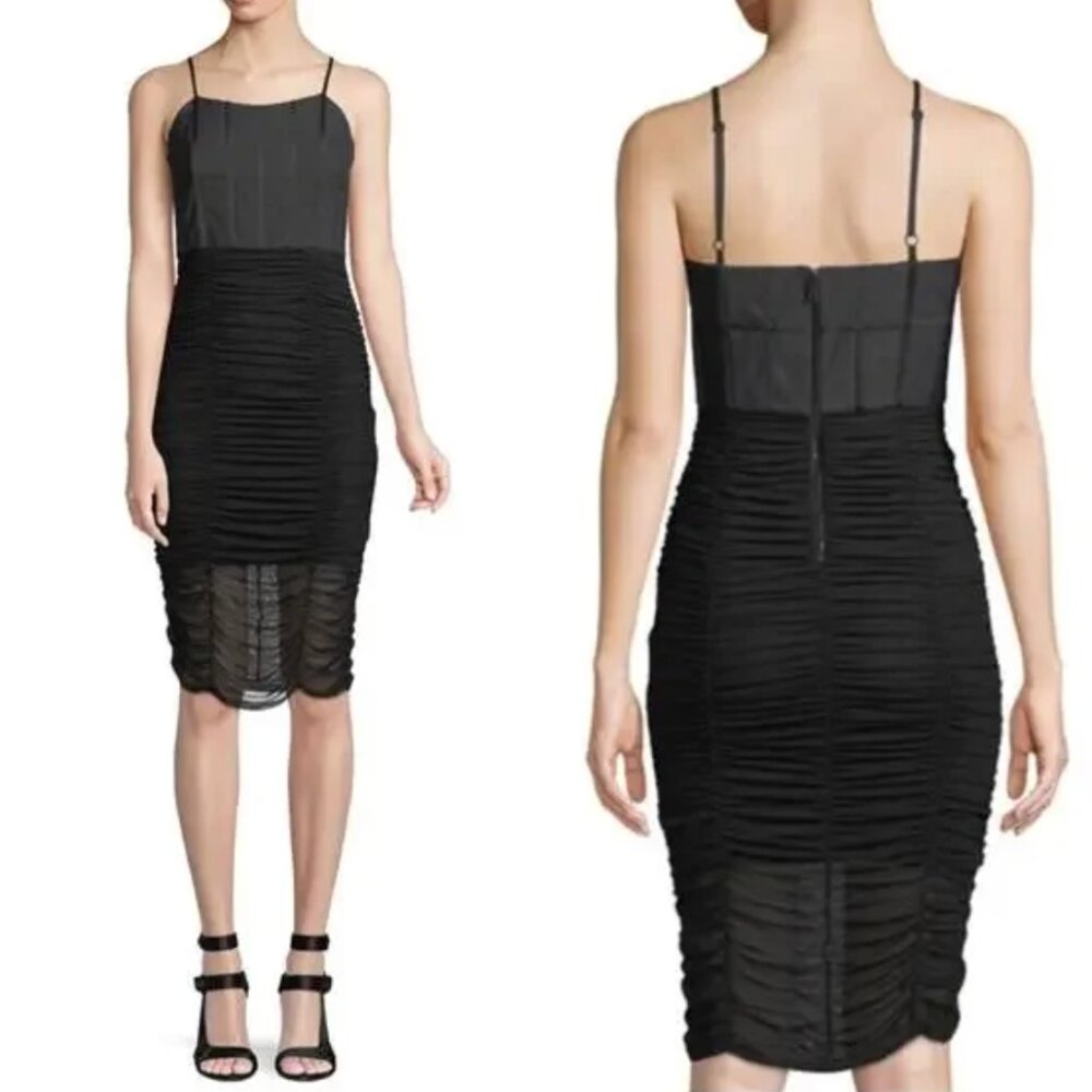 Alice + Olivia SZ 6 Alex Corset Gathered Dress Black
